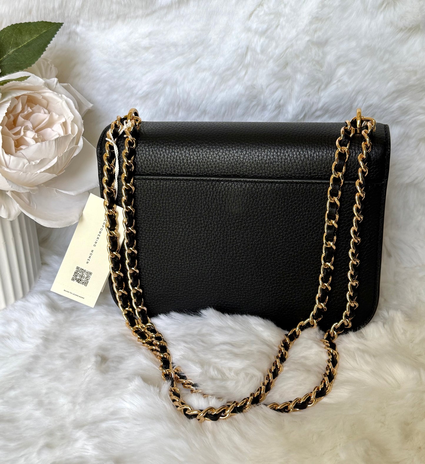 Black Tory Burch Britten Small Adjustable Shoulder Bag with gold-tone hardware