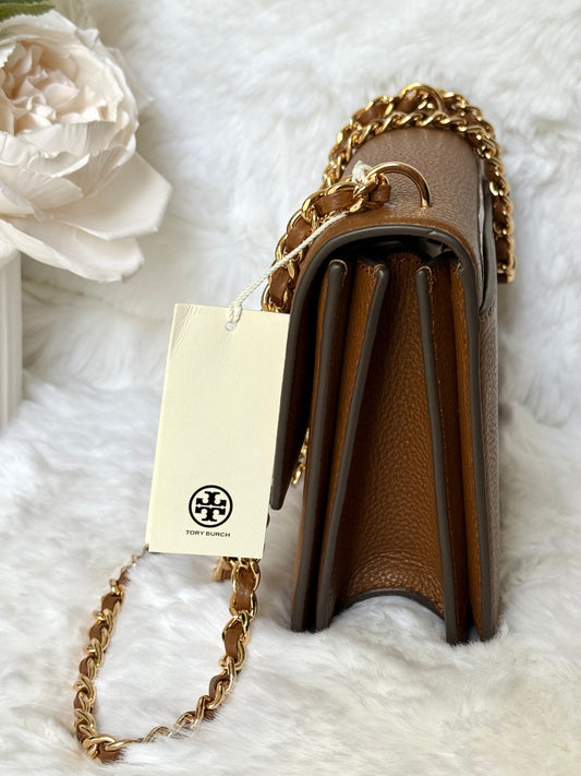 Brown Tory Burch Britten Small Adjustable Shoulder Bag