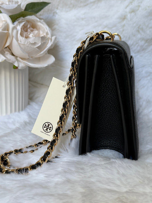 Black Tory Burch Britten Small Adjustable Shoulder Bag with gold-tone hardware