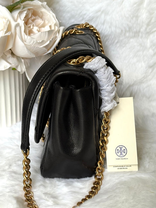 Black Tory Burch Willa Quilted Leather Shoulder Bag