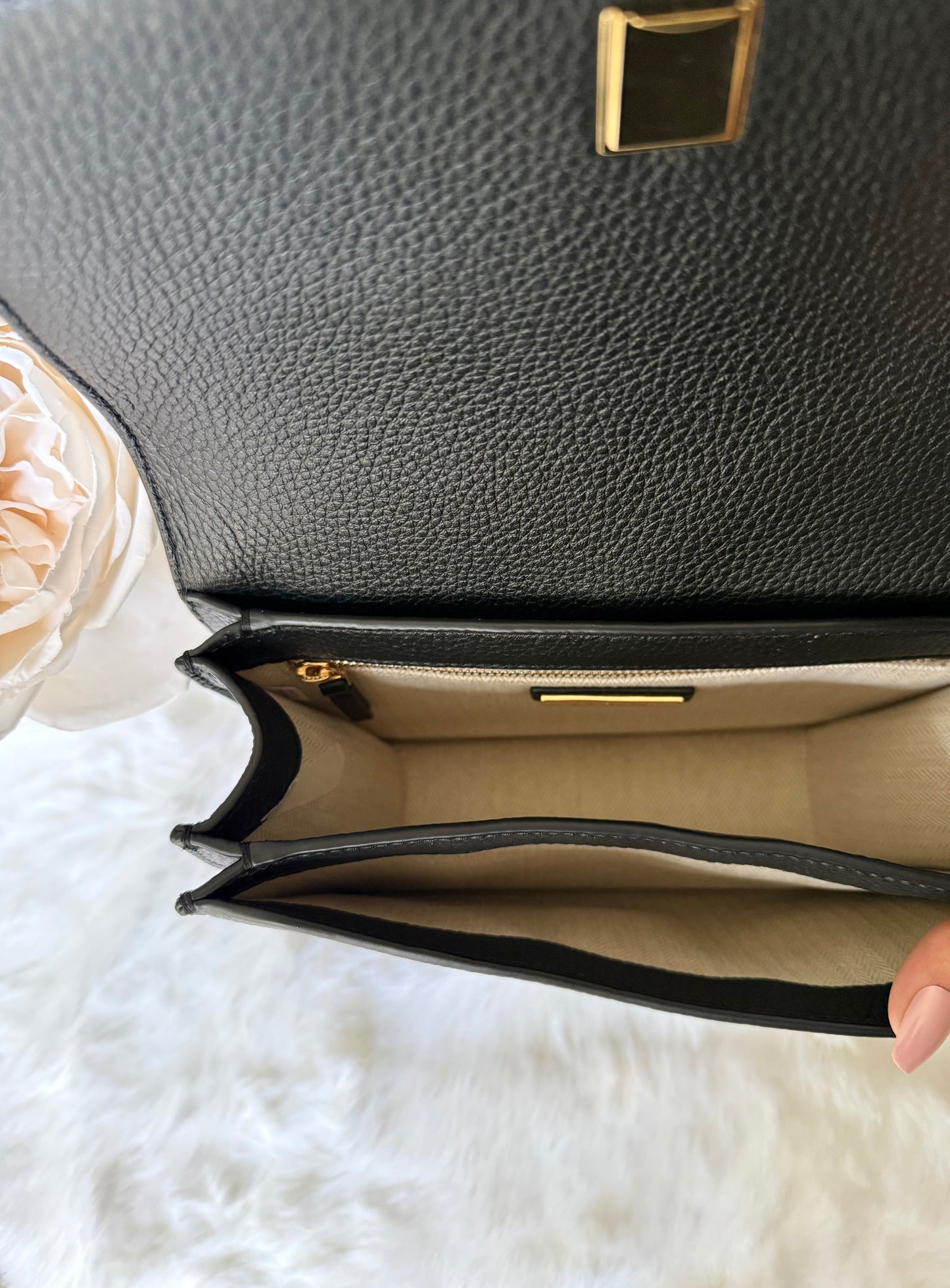 Black Tory Burch Britten Small Adjustable Shoulder Bag with gold-tone hardware