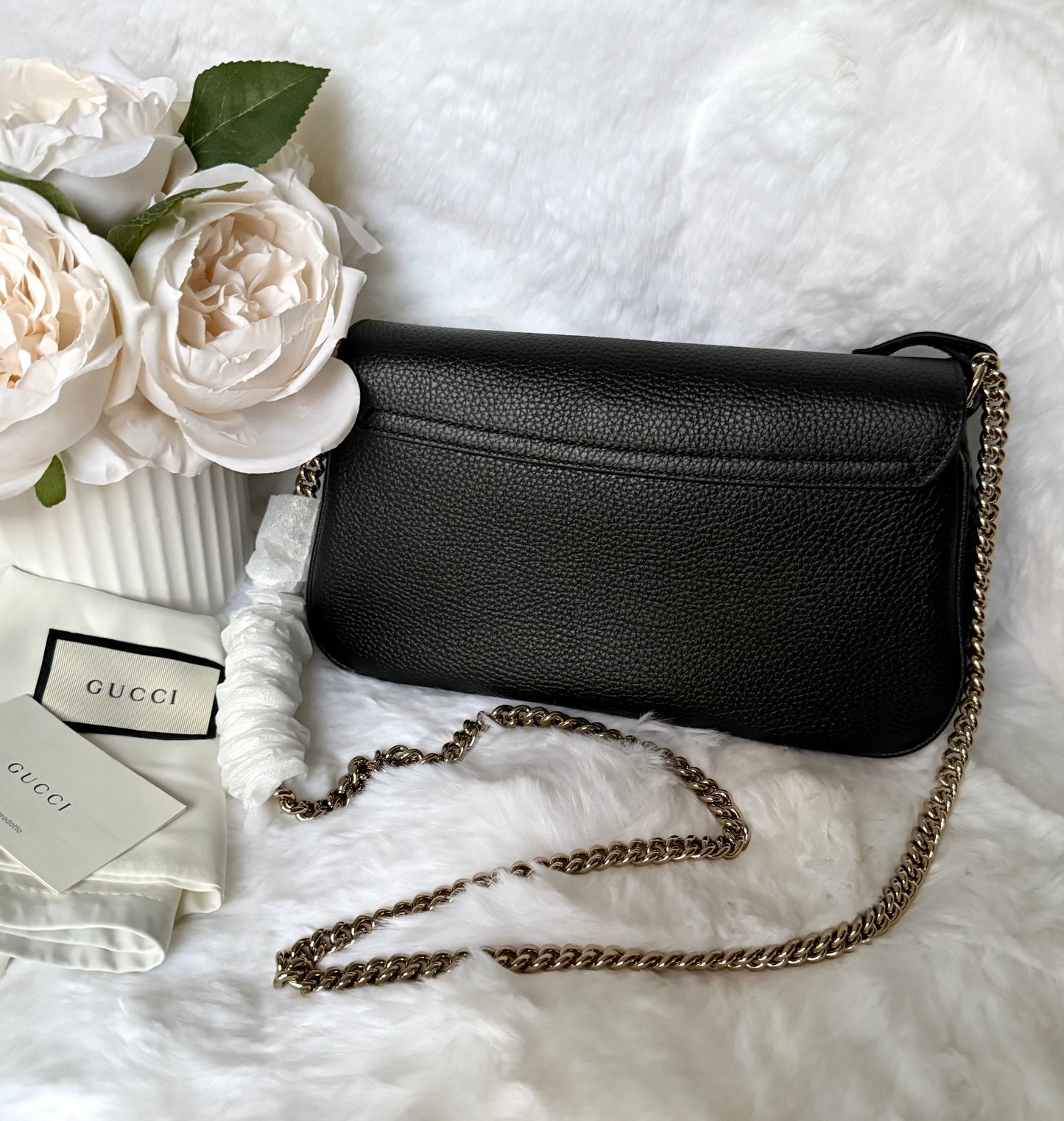 Black Gucci Soho Long Flap Crossbody Bag