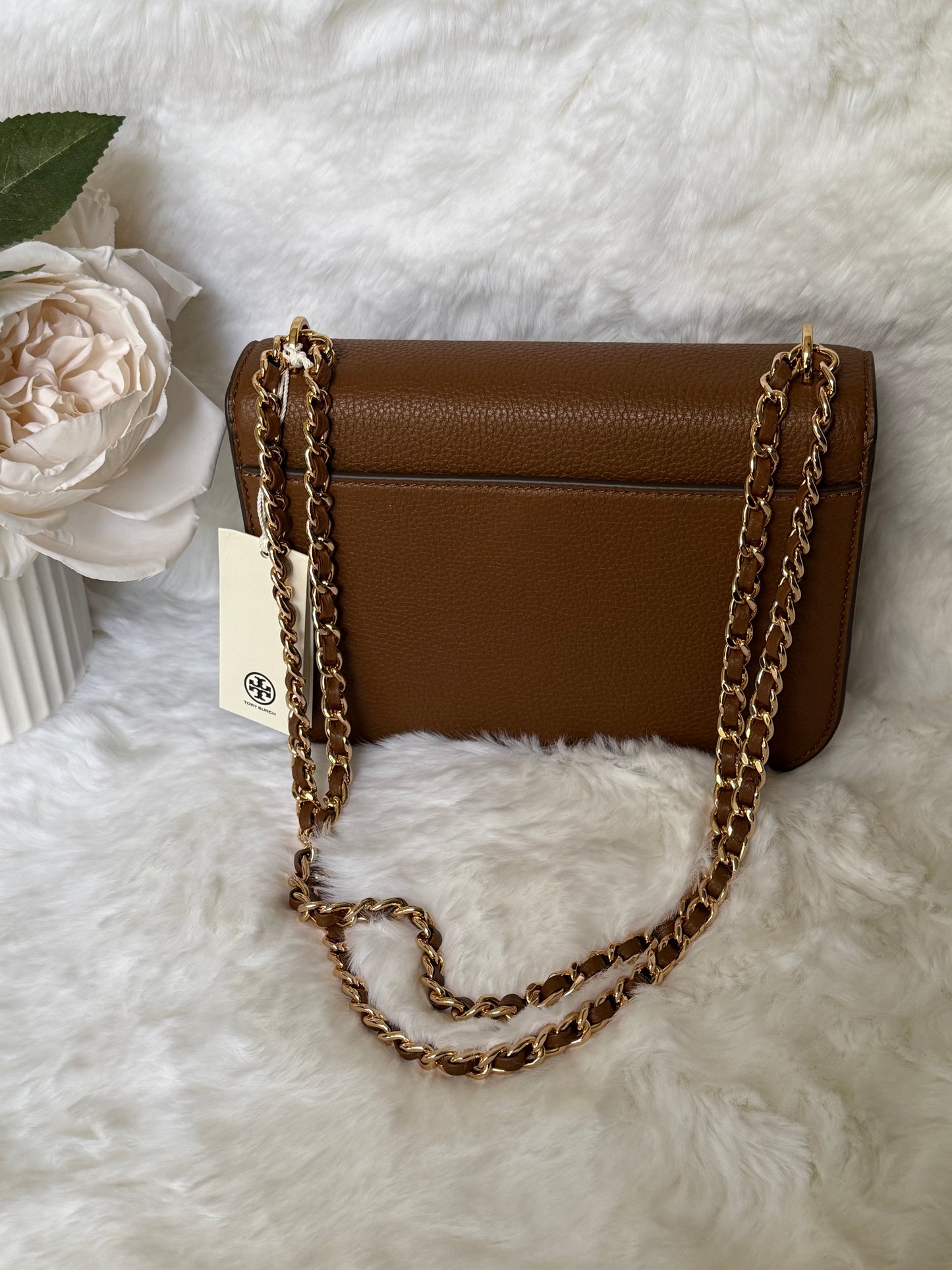 Brown Tory Burch Britten Small Adjustable Shoulder Bag